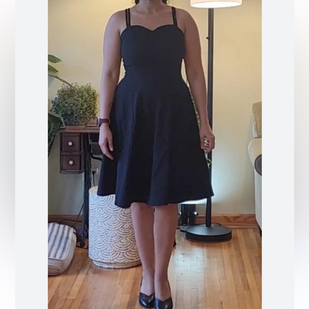 GownTown 2X Black Midi Swing Dress